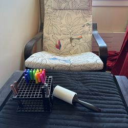 IKEA Coloring Arm Chair With Ottoman And cloth Pens