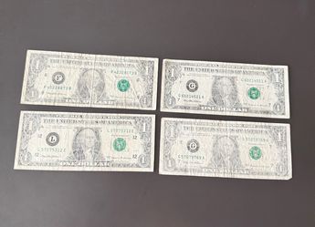 4 Of The 1999 RARE Misprint Or Print Error federal reserve note One Dollar Bill