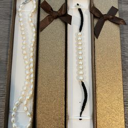 Real Pearl Necklace Bracelet 