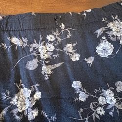Long Black And White Flowered  Skirt