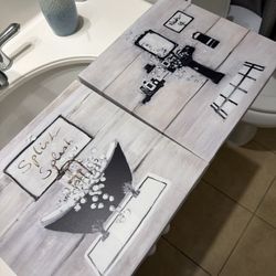 Rustic Farmhouse Bathroom Wall Art Set (2 Pieces)