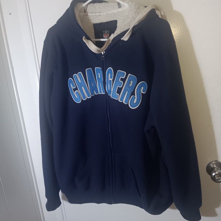 LA Chargers Womens 4XL or XL Men Full Zip Hooded Sweatshirt