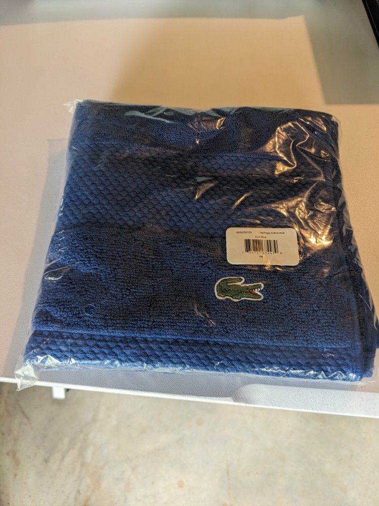 Brand New Lacoste Heritage Hand Towel - Surf Blue