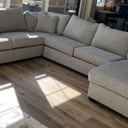 Ashfield Tux Sofa Chaise Sectional in Ashfield Granite, Right Facing