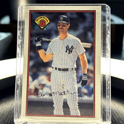 Don Mattingly 1989 vintage Bowman, gum autographed baseball card