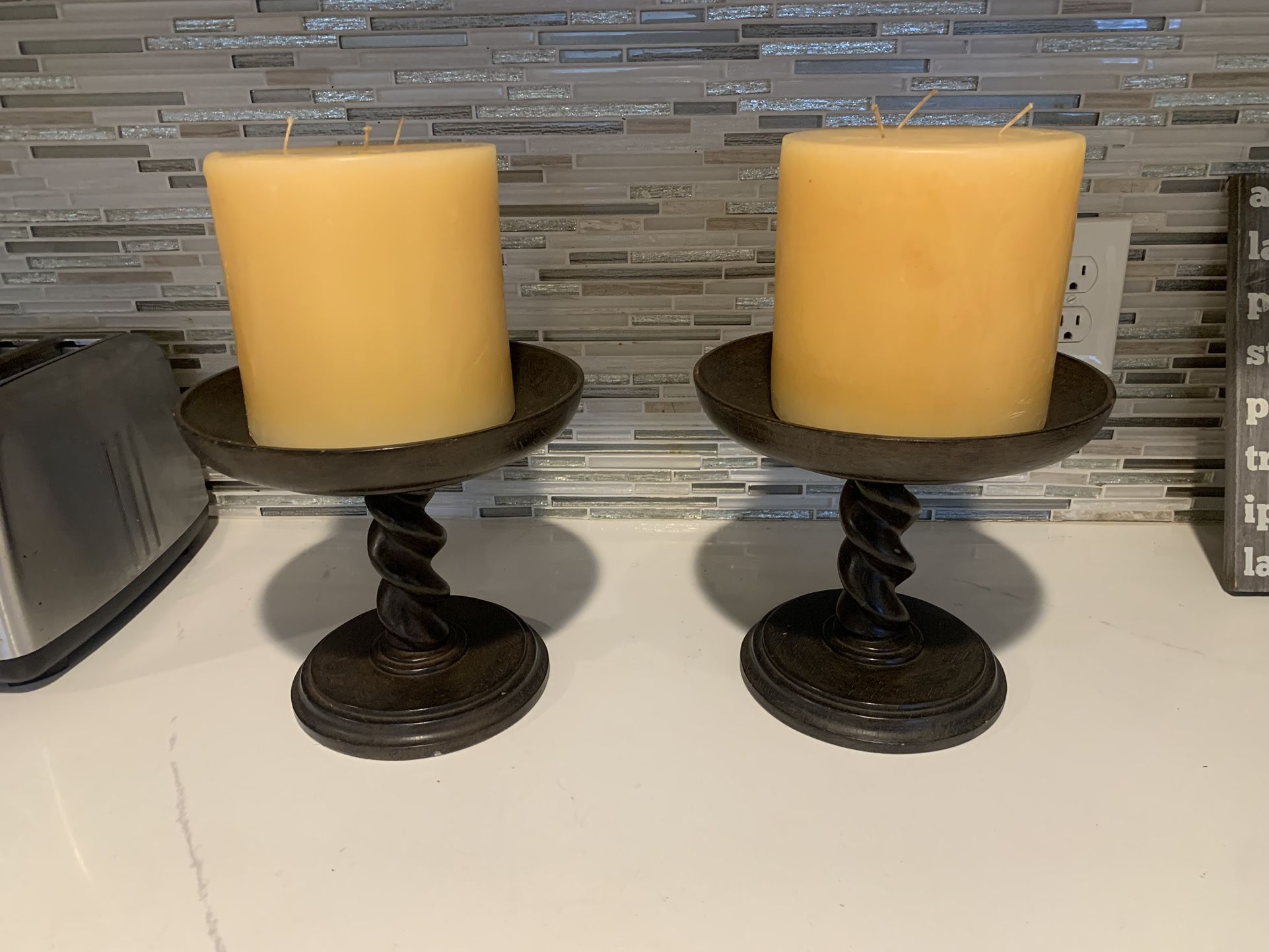 Wood Candle Holders With Candles