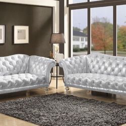 Memorial Day Sale: Discover Radiant Comfort with Our Metallic Silver Sofa & Acrylic Bun Feet