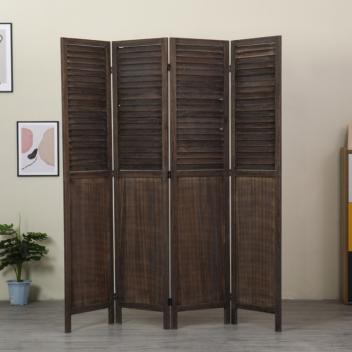 4 Panel Brown Room Divider