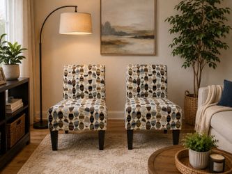 Pair of Modern Upholstered Accent Chairs | Contemporary Slipper Chairs