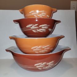 4 Vintage Pyrex Cinderella Bowls Autumn Harvest