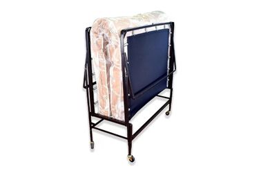 Brand new black metal rollaway bedframe with fiber mattress (73 x 30 x 19)