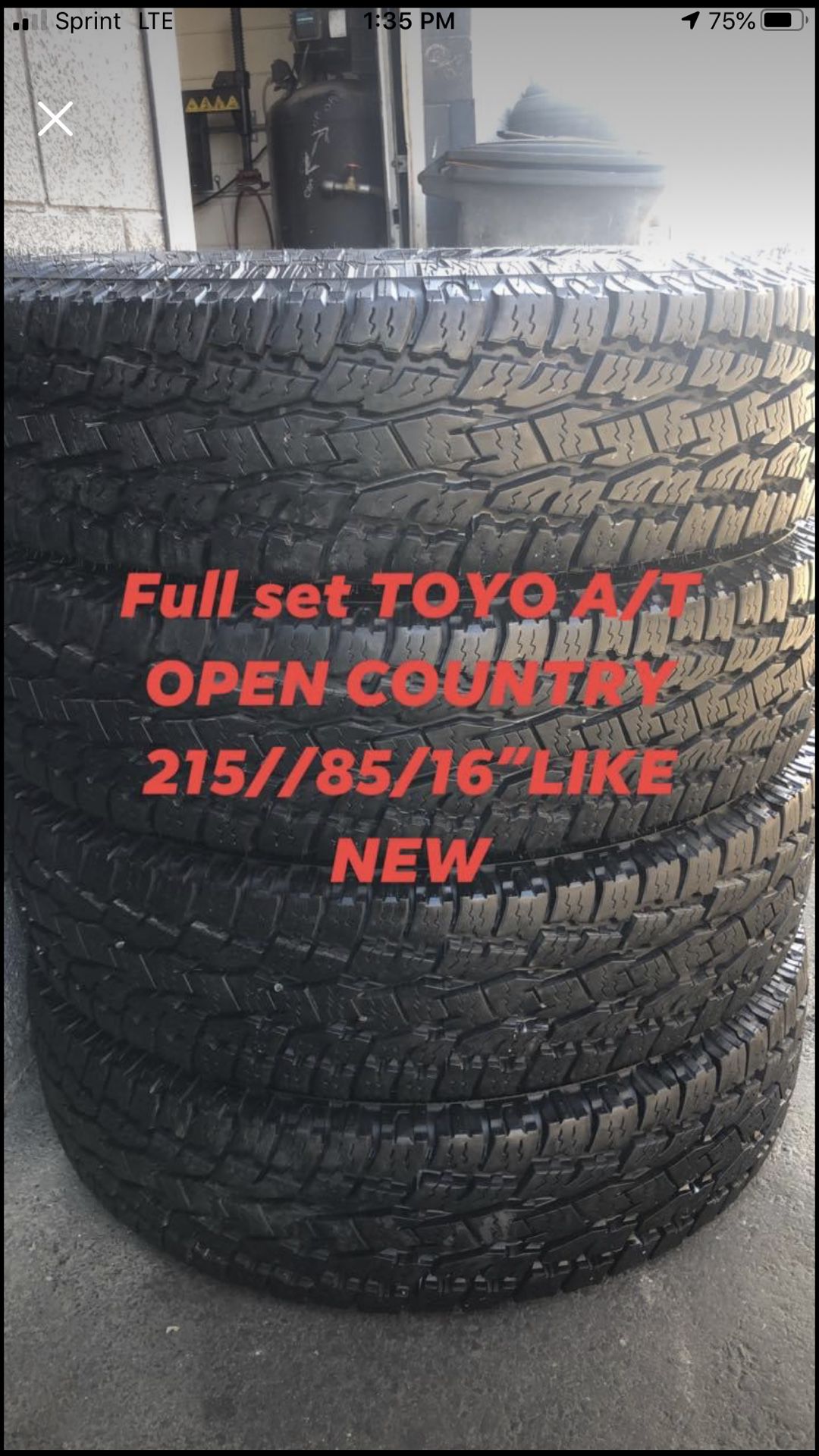 Full set TOYO open country215/85/16 like new