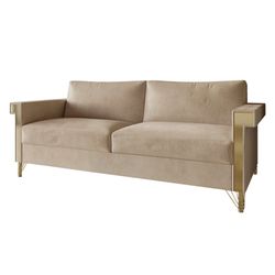 Snaresbrook Velvet Upholstered Sofa beige 3 seats sofa