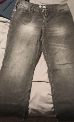 Youth Gray Washed Denim Jeans size 12 relaxed fit