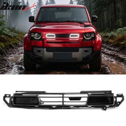 Fits 2020-2026 Defender 90 110 130 IKON Style LED Front Upper Grille Gloss Black ABS