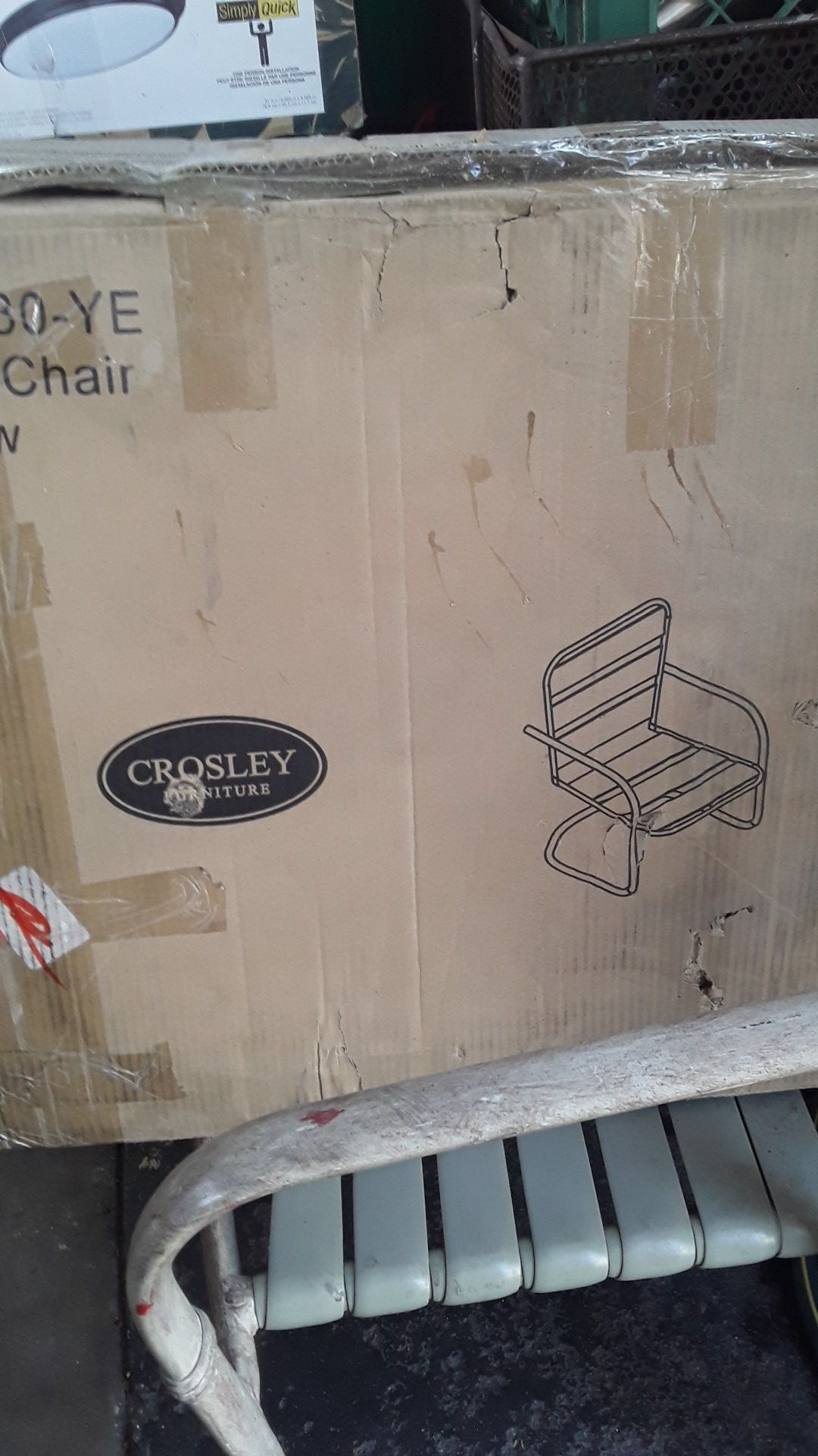 Crosley furniture yellow metal chair
