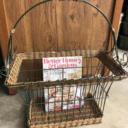 Magazine Rack Holder Boho Wicker Rattan