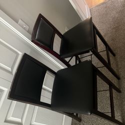 3x Foldable counter bar stool with upholstered seat & back  in excellent condition 24” seat height espresso faux leather 