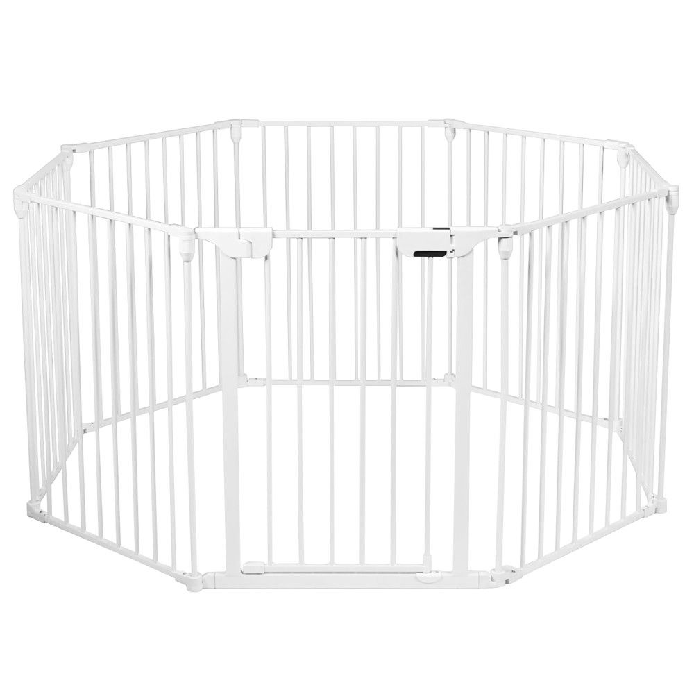 A10-7. 8 Panel Baby Safe Metal Gate Play Yard  Barrier Pet Fence Wall-mount Adjustable