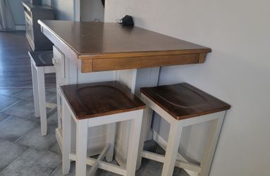 Wood Top Table With 4 Chairs