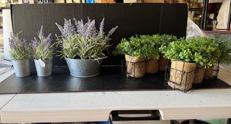 New Faux Plants Arrangements Wholesale Lot ,  arreglos plantas, lavender, potted boxwood, farmhouse