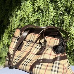 Vintage Authentic Burberry Dog Bag Pet Carrier Beige Nova Check Leather Trim
