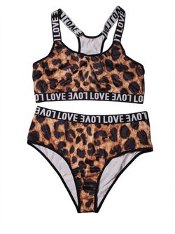 Leopard Print Two-Piece "Love" Bra & Panties Set