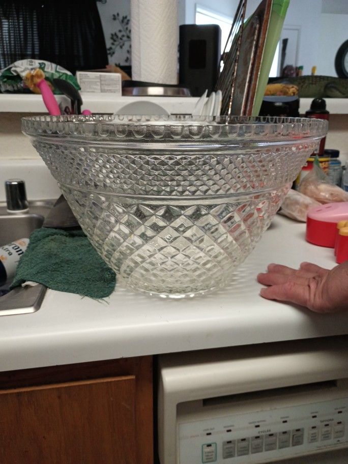 Large Crystal Punch Bowl 