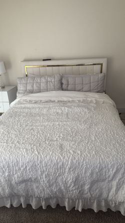 Queen Size White & Gold Bed Frame – $100  