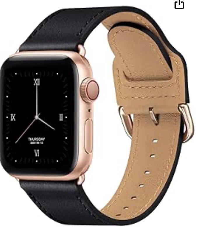 Black Leather Apple Watch Band