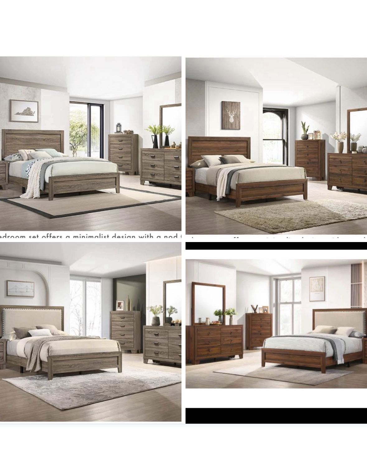 4- Pc Bedroom set Dresser,Mirror  Nightstand (1) Queen size bed frame  Not including Mattress and Box Sp