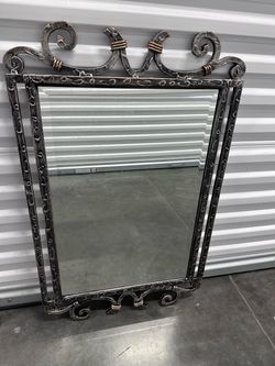 Large brushed metal beveled metal frame
