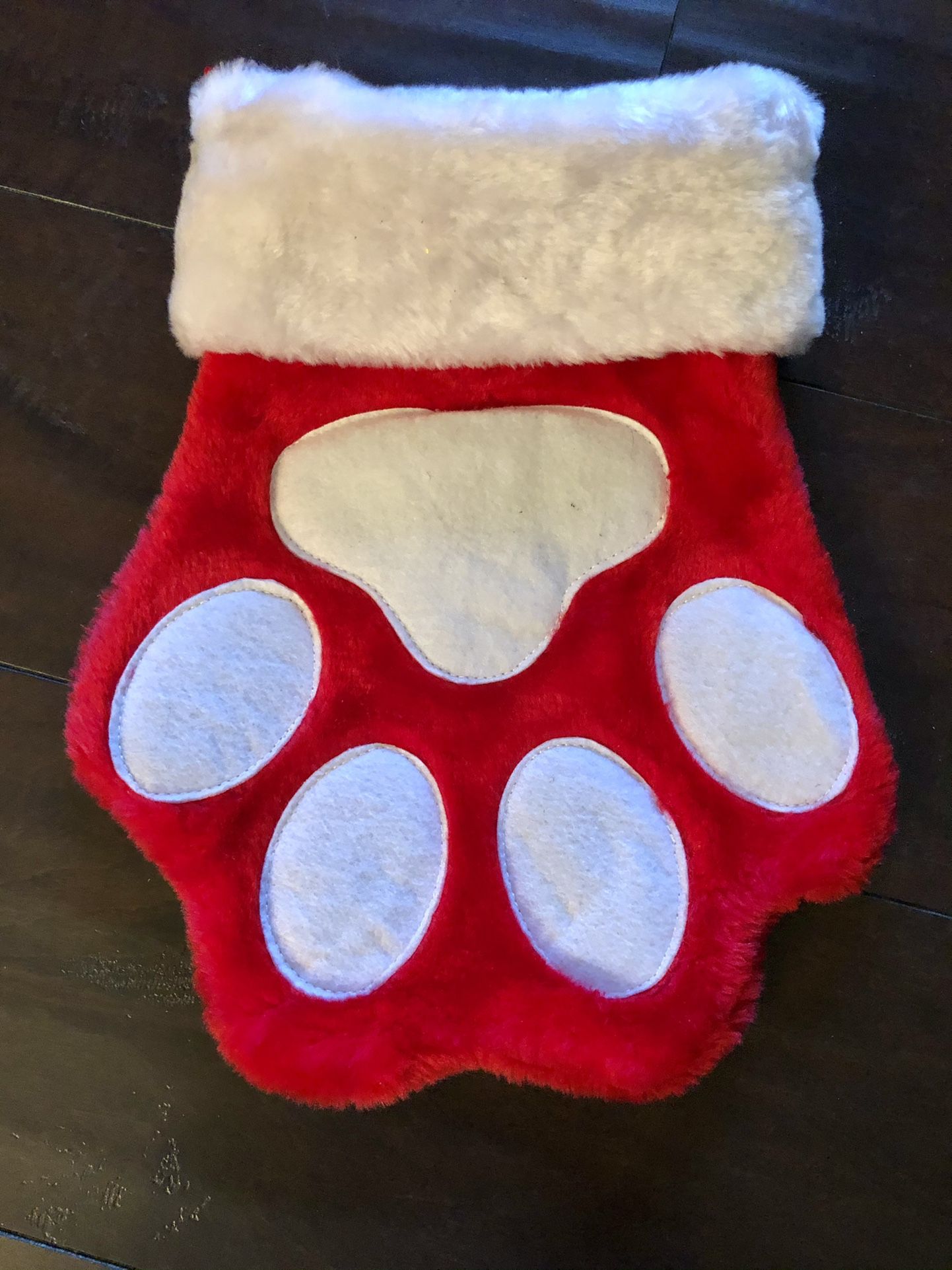 Soft PAW Print Christmas Stocking Plush Red XL Holiday Christmas for dog or cat