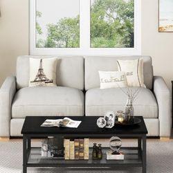 Modern Black Coffee Table with Storage Shelf – Industrial Style – Excellent Condition