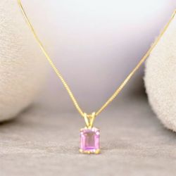 Amethyst Pendant Purple OCTAGON Amethyst Necklace,925 Sterling