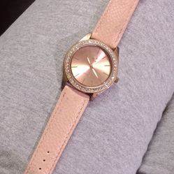 Charming Charlie Rose Gold Toned Woman's Watch With Pink Leather Band