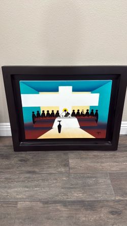 Framed Last Supper Wall Art from Tonalá, Mexico – Contemporary Religious Decor (As-Is)