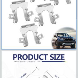 6PCS Headlight Retaining Steel Clips, Headlamp Housing Ajusting Pivot Retaining Clips Compatible with Ford F-150 F-250 F-350 Bronco 1 F2AB13N0
