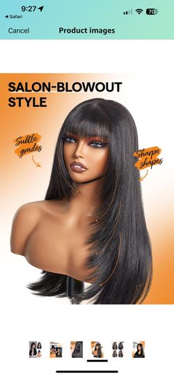 GORGIUS Layered Wigs with Bangs Ready to Go Straight Wig wiht Bangs 22 Inch Put On Go Black Bang Wigs Crafted with Style-Archive Synthetic Fiber Natur