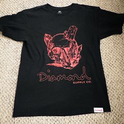 Diamond Supply Co. Red Crystal Skull Black Shirt Mens Size Large