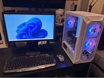 Gaming PC - White RGB - with Monitor/Keyboard and Mousse