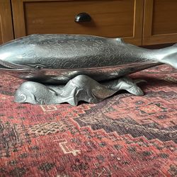 Arthur Court 1979 Aluminum Whale Sculpture / Ice Bucket / Wine Cooler / Tureen