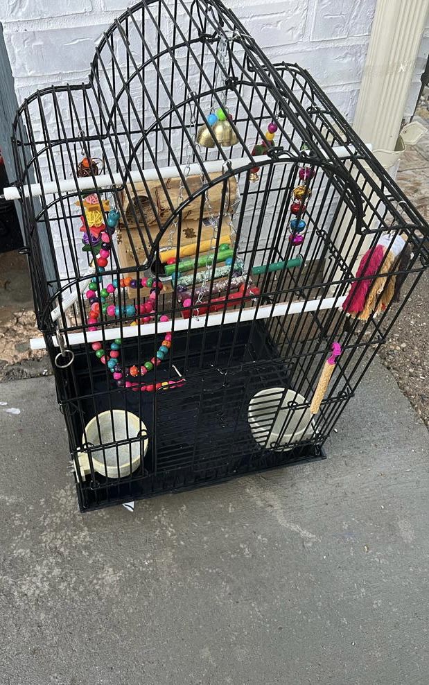 Bird Cage With Toys 