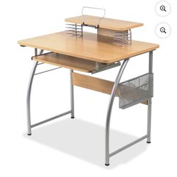 Lorell Computer Desk with Upper Shelf - Laminated Rectangle Top - 23.60" Table Top Width x 35.40" Table Top Depth - 35.20" HeightAssembly Required - M
