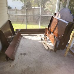 SLEIGH BED FRAME AND QUEEN SIZE BED FRAME