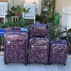4 Piece Purple Luggage Set