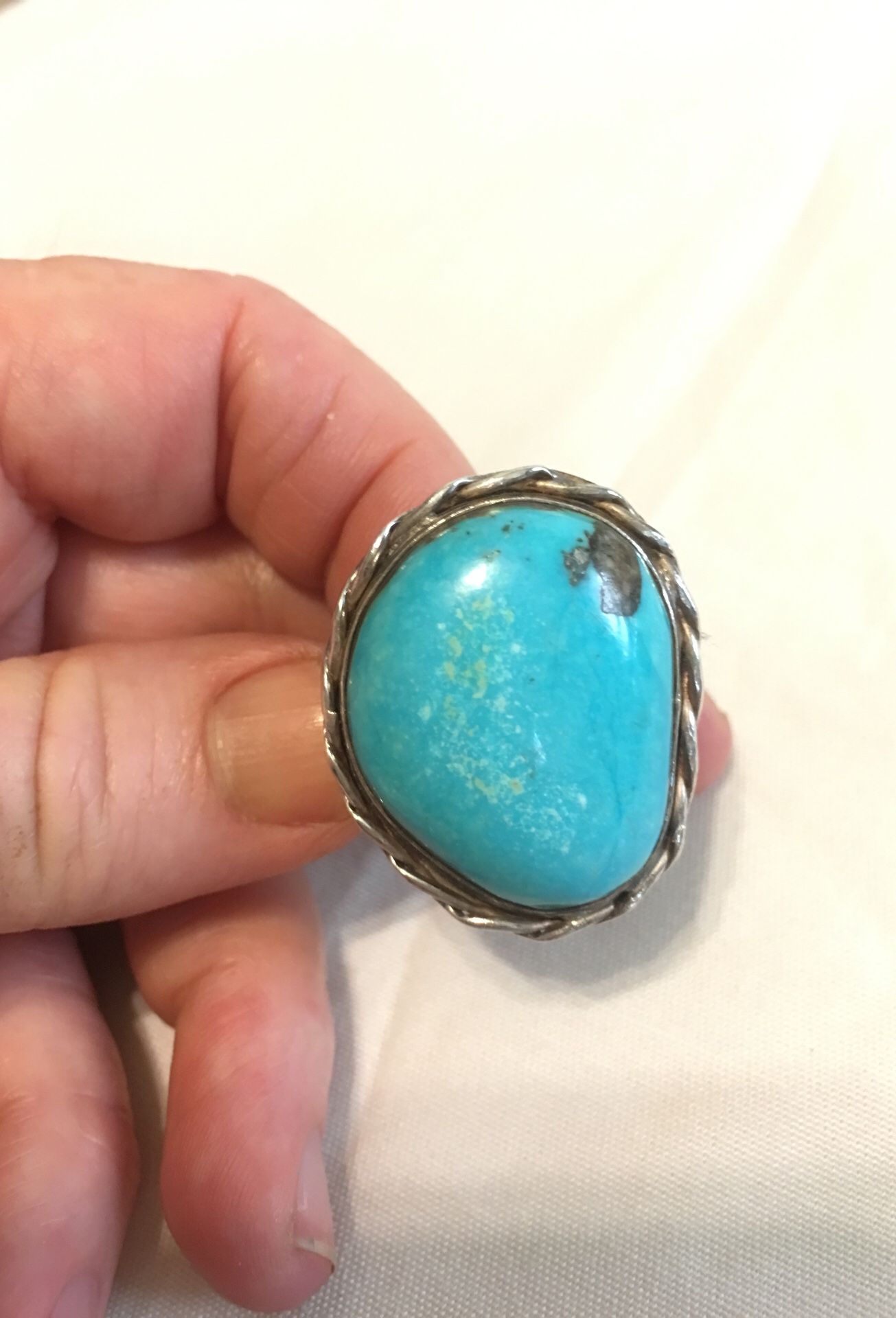 Sterling blue stone ring (size 8 1/2)