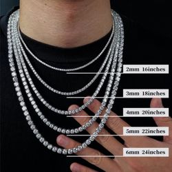 925 Sterling Silver 4mm Moissanite Tennis Chain 20in - VVS D Color