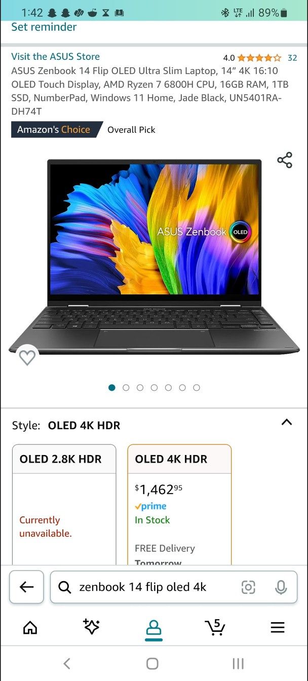 ASUS Zenbook 14 Flip OLED Ultra Slim Laptop, 14” 4K 16:10 OLED Touch Display, AMD Ryzen 7 6800H CPU, 16GB RAM, 1TB SSD, NumberPad, Windows 11 Home