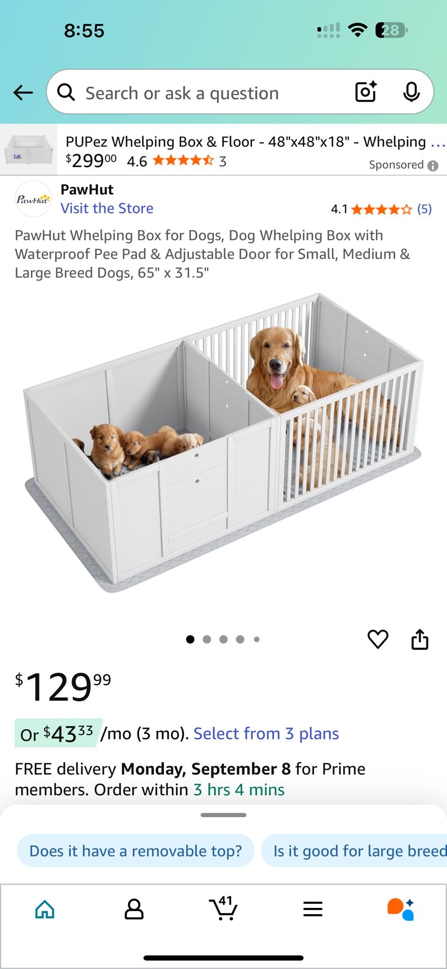 Pawhut Whelping Box 2 Rooms